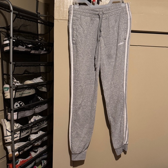 adidas Pants - Adidas Heather Gray Track Pants with White Accents